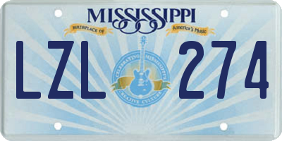MS license plate LZL274