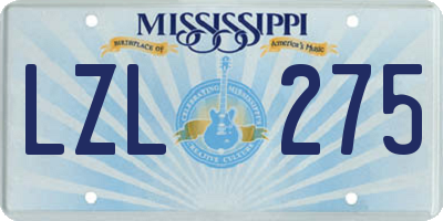 MS license plate LZL275