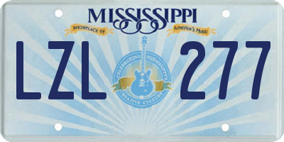 MS license plate LZL277