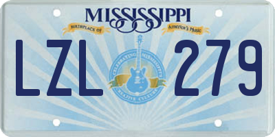 MS license plate LZL279