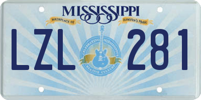 MS license plate LZL281