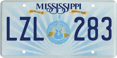 MS license plate LZL283