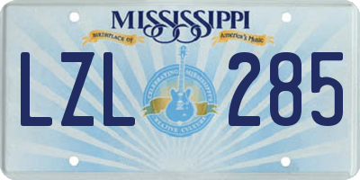 MS license plate LZL285
