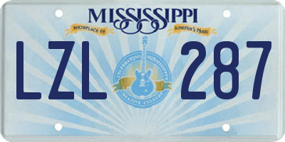 MS license plate LZL287