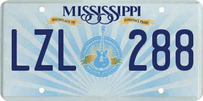 MS license plate LZL288