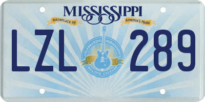 MS license plate LZL289