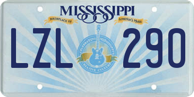 MS license plate LZL290