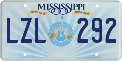 MS license plate LZL292