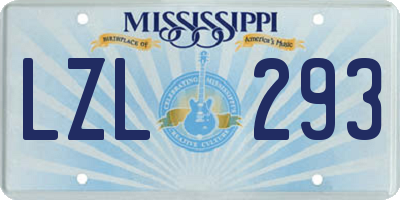 MS license plate LZL293