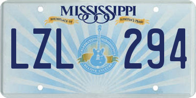 MS license plate LZL294