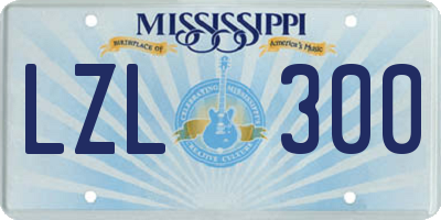 MS license plate LZL300