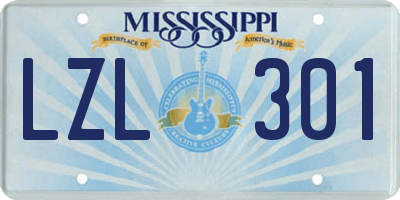 MS license plate LZL301