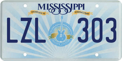 MS license plate LZL303