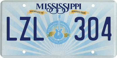 MS license plate LZL304