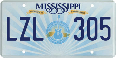 MS license plate LZL305