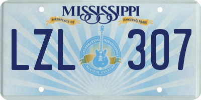 MS license plate LZL307