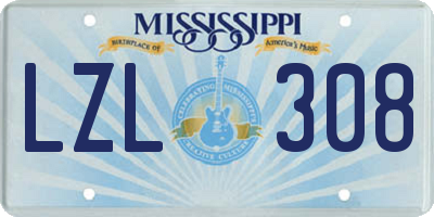 MS license plate LZL308
