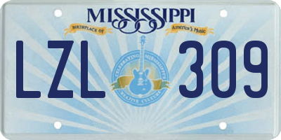 MS license plate LZL309