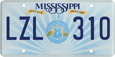 MS license plate LZL310