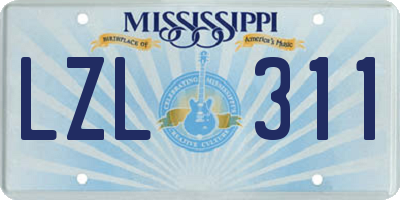 MS license plate LZL311