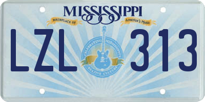 MS license plate LZL313