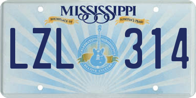 MS license plate LZL314