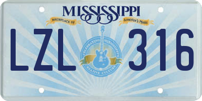 MS license plate LZL316