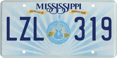 MS license plate LZL319