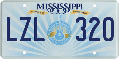 MS license plate LZL320