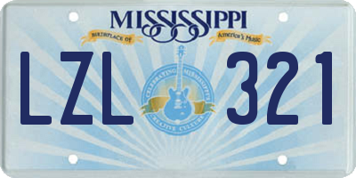 MS license plate LZL321