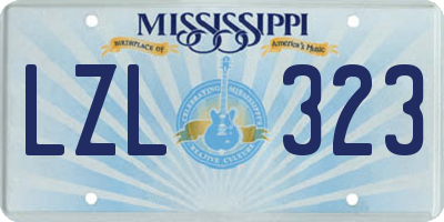 MS license plate LZL323