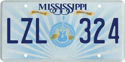 MS license plate LZL324