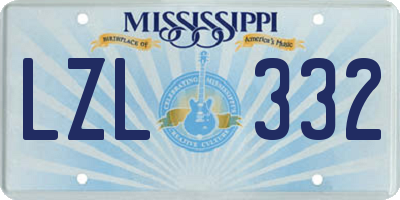 MS license plate LZL332