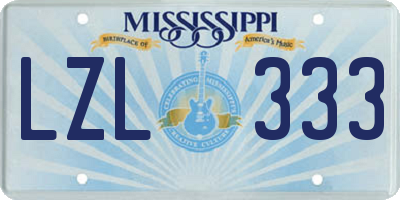 MS license plate LZL333