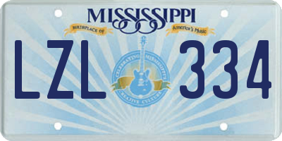 MS license plate LZL334