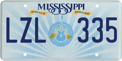 MS license plate LZL335