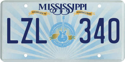 MS license plate LZL340