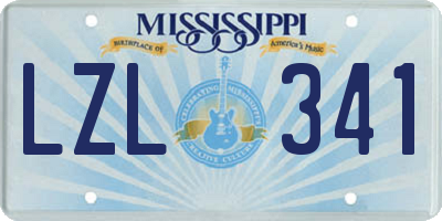 MS license plate LZL341