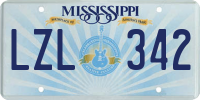 MS license plate LZL342