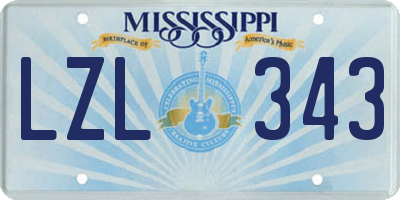 MS license plate LZL343
