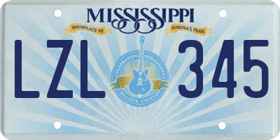 MS license plate LZL345