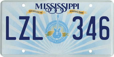 MS license plate LZL346