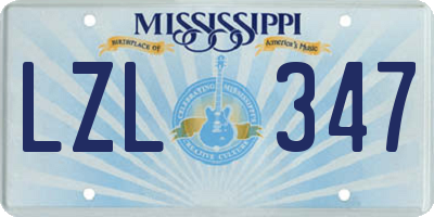 MS license plate LZL347