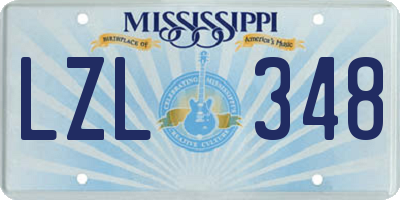 MS license plate LZL348
