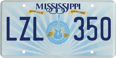MS license plate LZL350