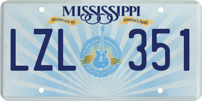 MS license plate LZL351