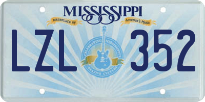 MS license plate LZL352
