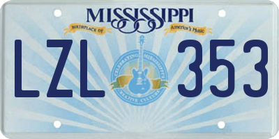 MS license plate LZL353