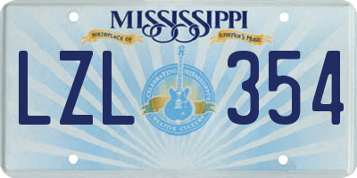 MS license plate LZL354