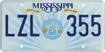 MS license plate LZL355